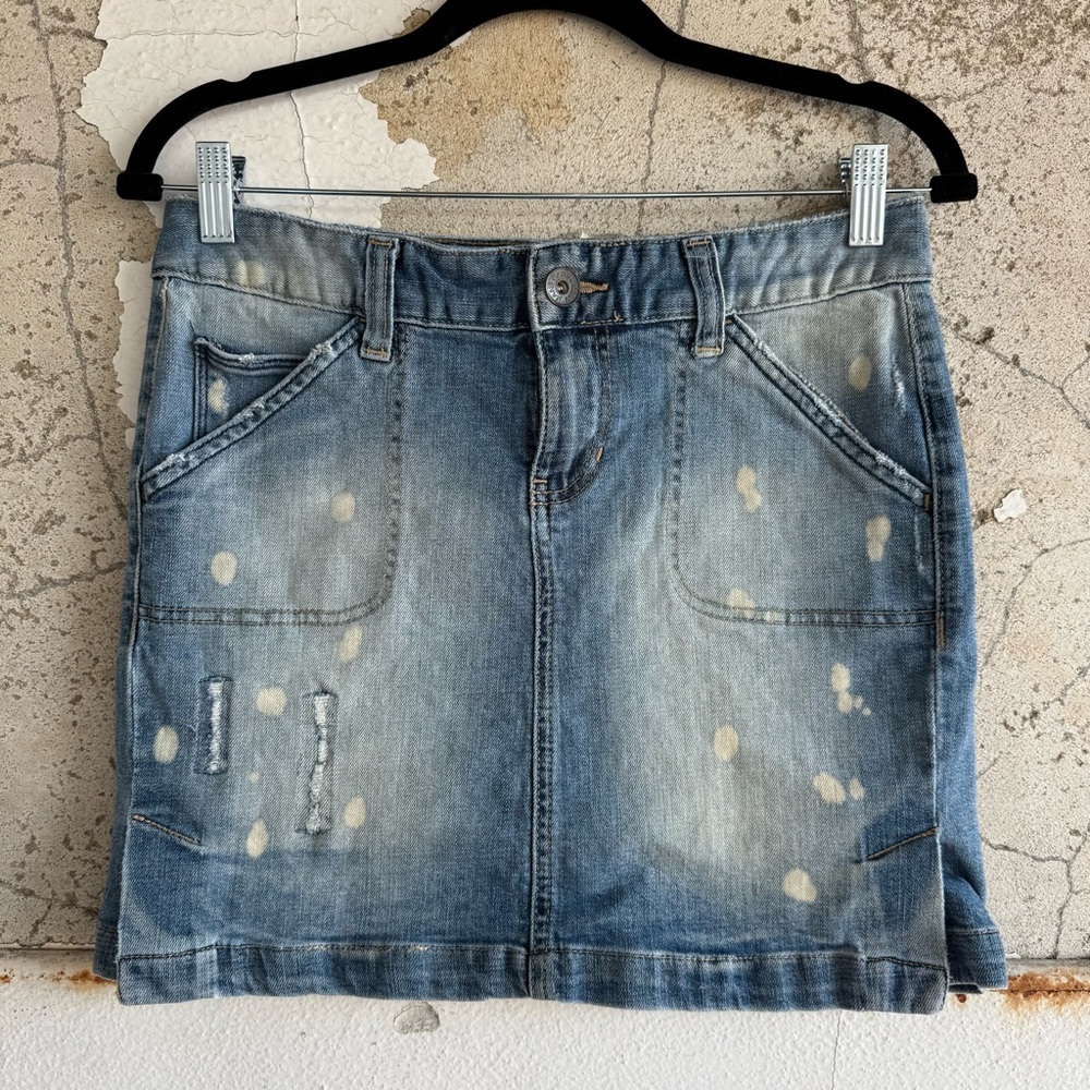 Y2K‎ Calvin Klein Bleached Denim Mini Skirt Light Wash Size 2